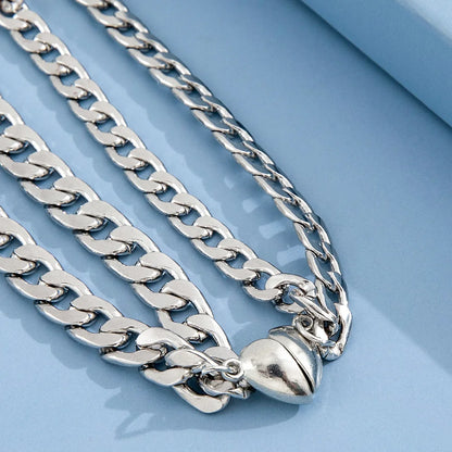 Stylish Stainless Steel Heart-Shaped Couple Bracelets - Perfect Hand Jewelry Set for Lovers